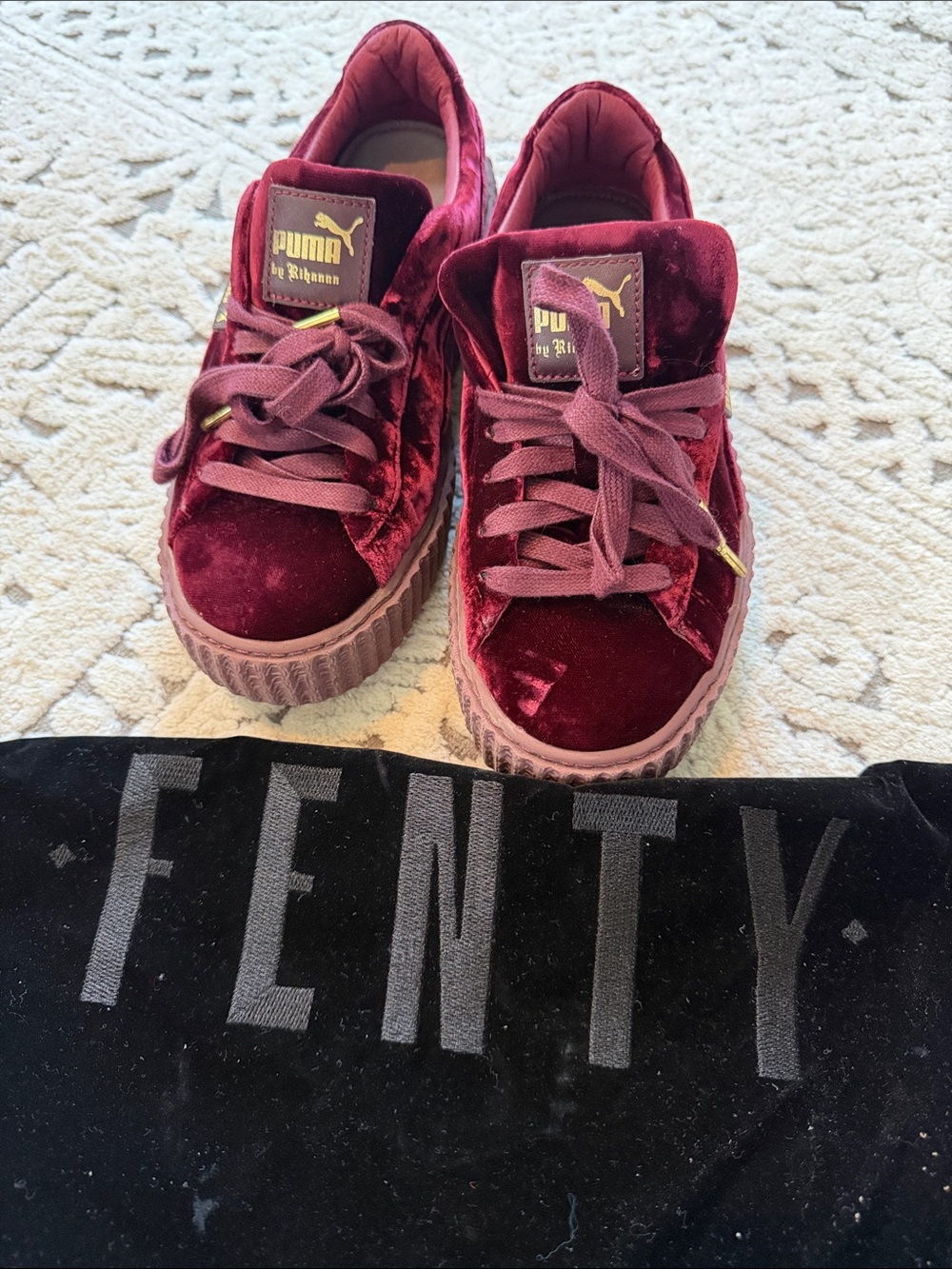 Puma Kids Velvet Platform Sneakers - Burgundy